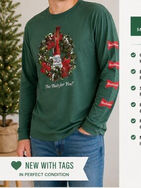 American Eagle Green Budweiser “This Bud’s For You” Graphic Tee | Size Large NWT